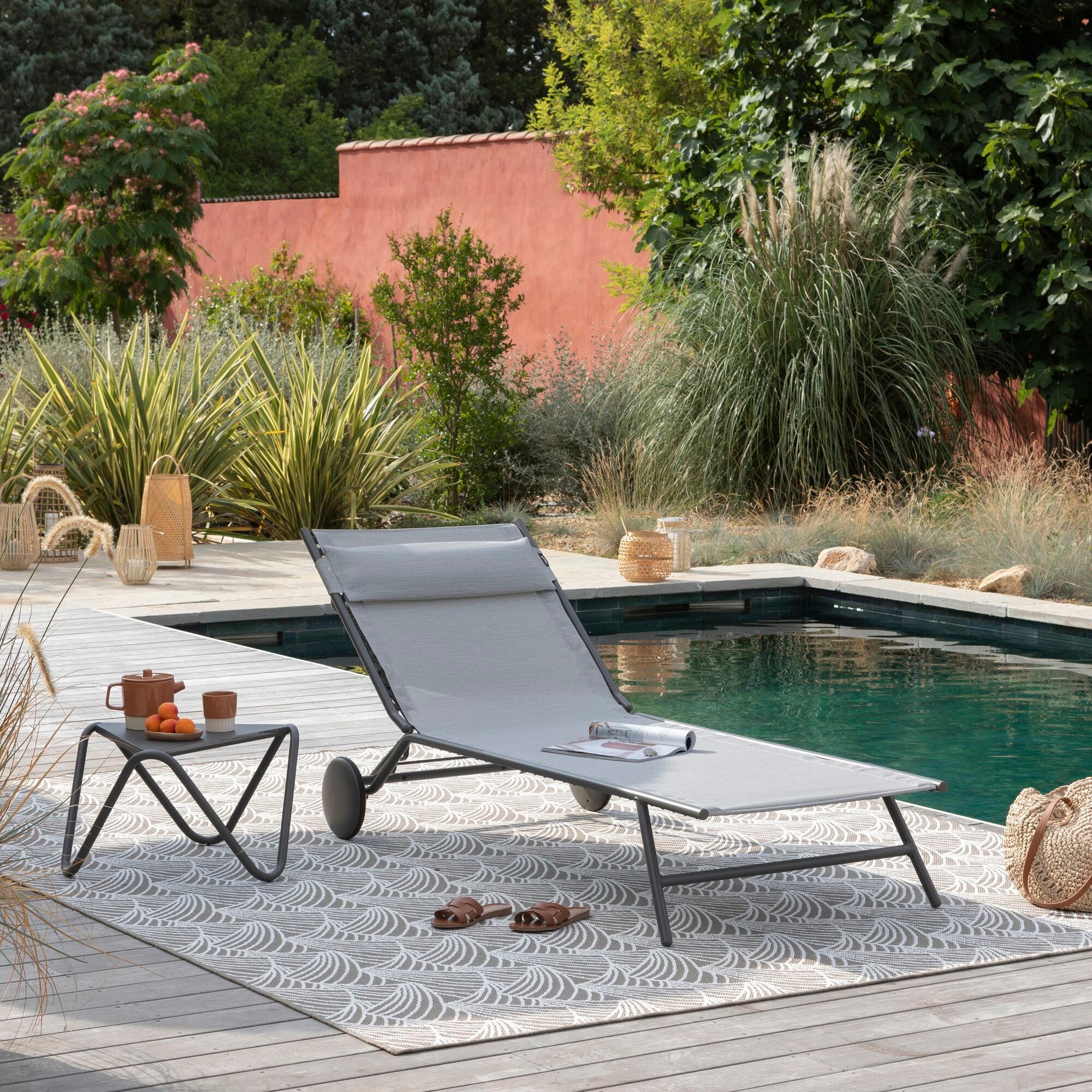 Lit bain de soleil - Miami II -  - Gris Galet
