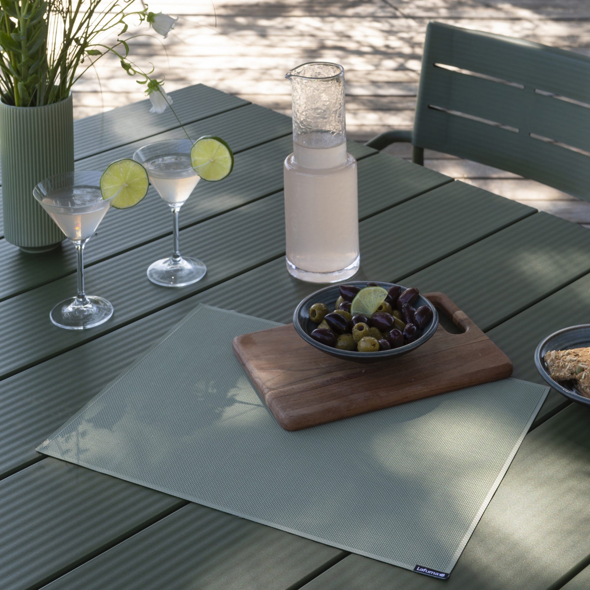 Uitschuifbare tuintafel 8 tot 10 personen - Oron - Lattes Aluminium - Groen Moss
